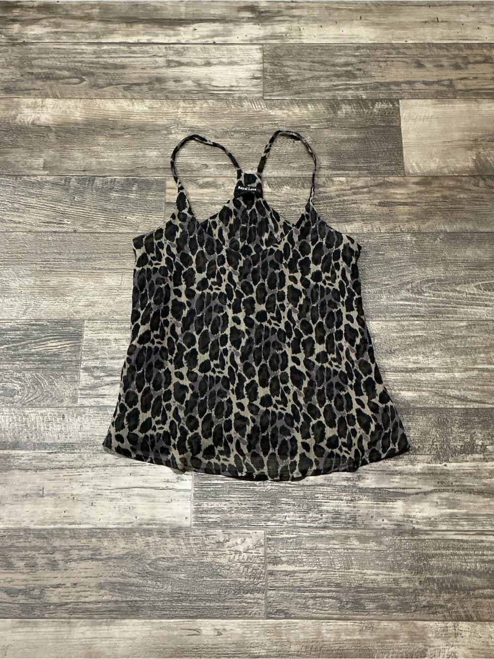 Women's Leopard Print Cami Tank - Black & Taupe